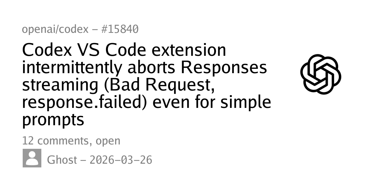 #15840 - Codex VS Code extension intermittently aborts Responses ...