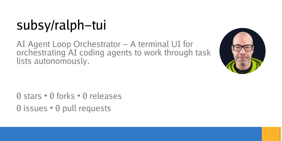subsy/ralph-tui: AI Agent Loop Orchestrator - A terminal UI for ...